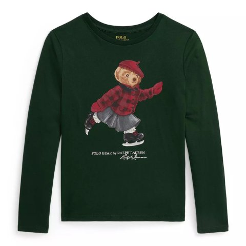 Polo Ralph Lauren大童棉质小熊长袖T恤