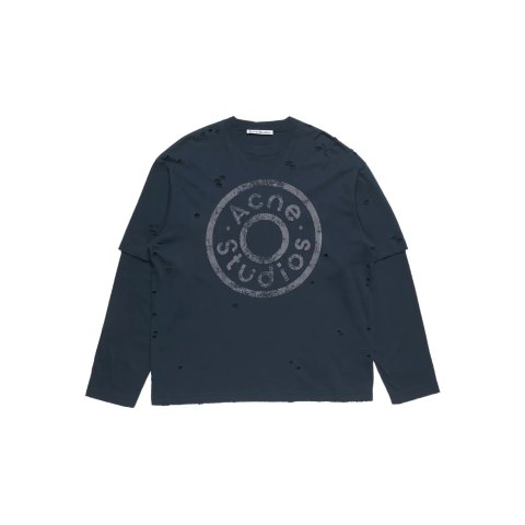 分层式 仿旧logo印花T恤