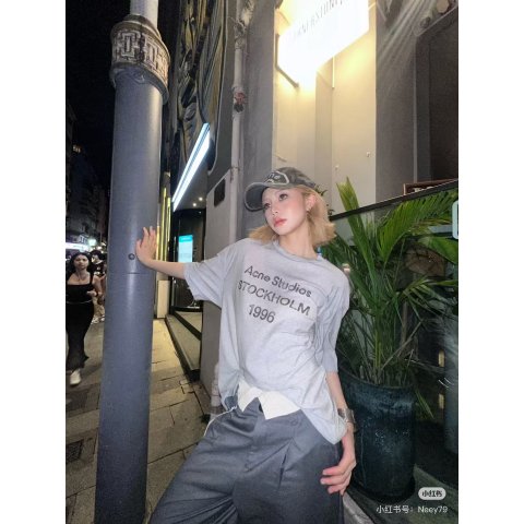 Acne StudiosGray 印花T恤 灰色