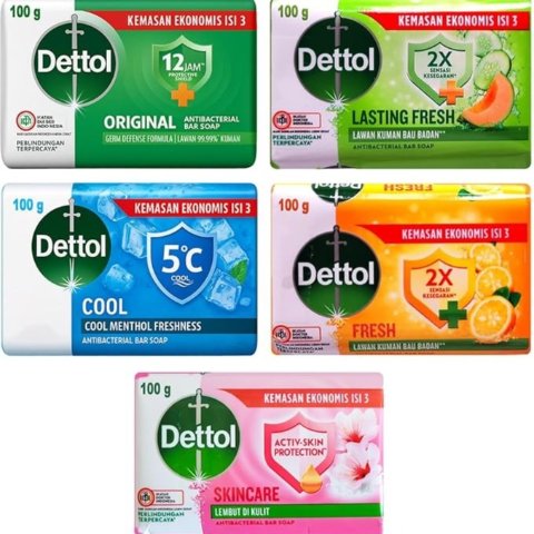 Dettol 抗菌香皂组合装 5×100g 多种清新香味 日常防护必备