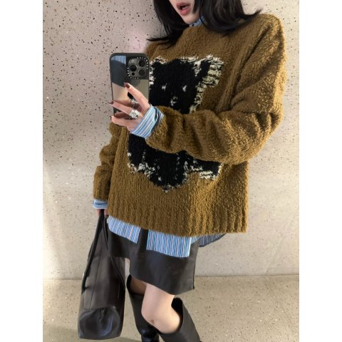 泰迪熊 长袖毛衣 米色