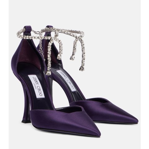 Jimmy ChooStevie 100缎面水钻高跟鞋