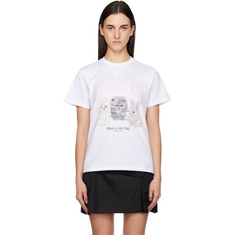 GanniAnimal Print 白色T恤