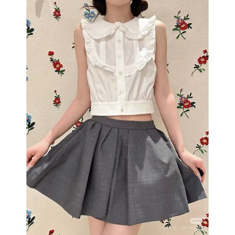 Gray 不规则褶皱迷你裙