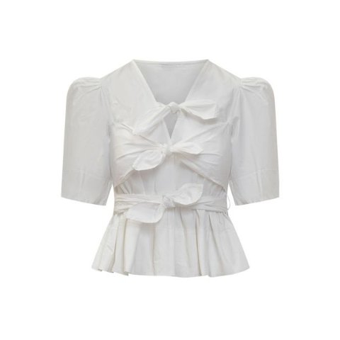 Washed 弹力系带上衣