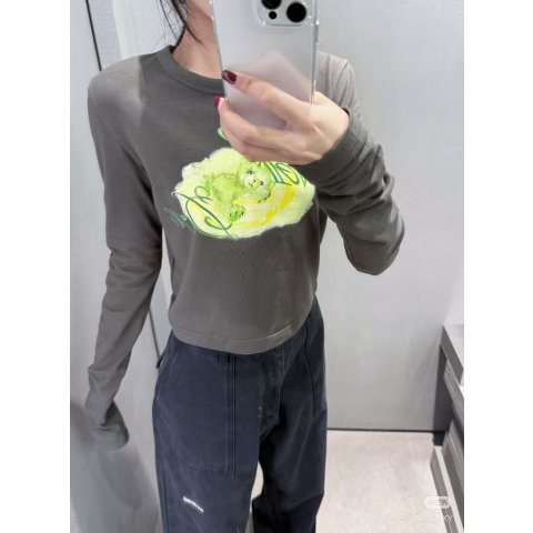 We11doneGray Teddy 灰色短款长袖T恤