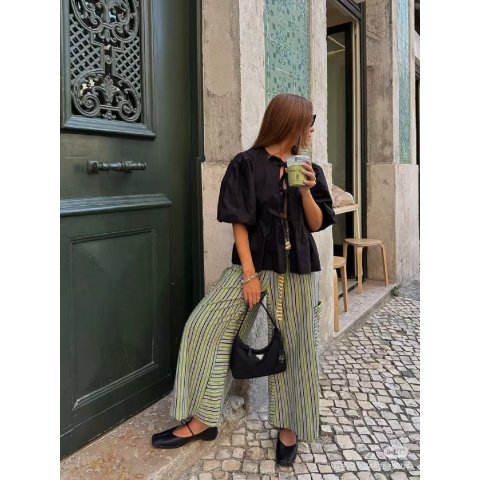 Black Poplin 束带衬衫