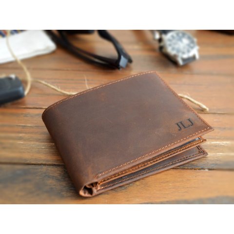 手工真皮男士钱包 定制刻字