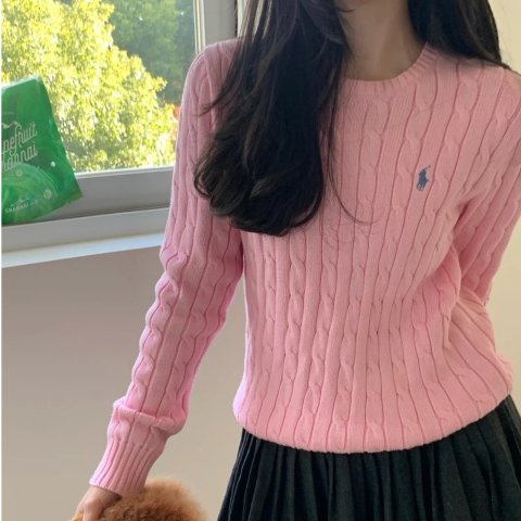 Pony 刺绣圆领毛衣