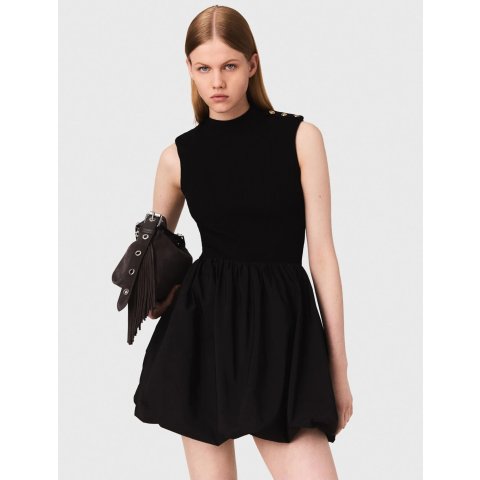 Mini 罗纹针织塔夫绸连衣裙