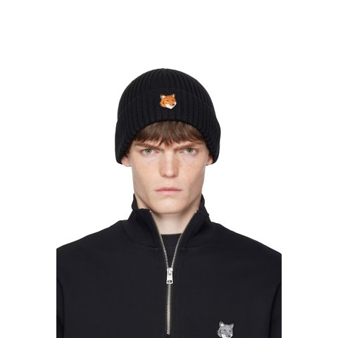 Fox Fox Head 黑色毛线帽