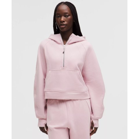 Lululemon瓷粉色！Scuba 半拉链卫衣 宽松版