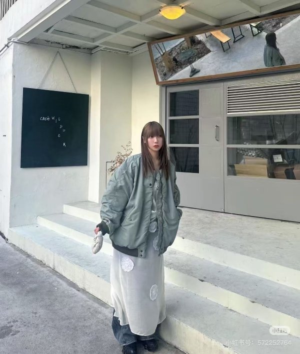 Openyy Oversized 卡其飞行夹克