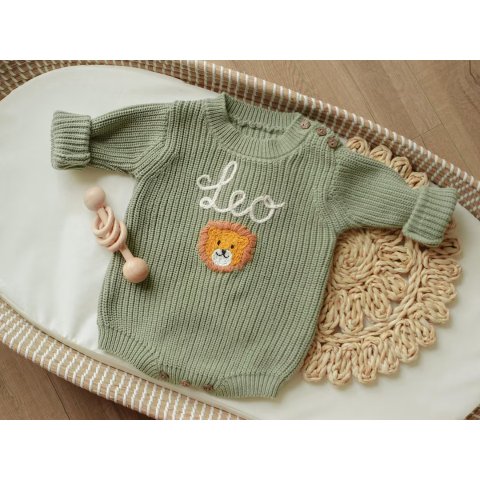 定制婴儿刺绣毛衣连体服 新生款