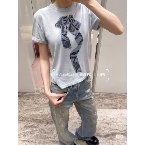 Acne StudiosBlue Print Bow 印花T恤