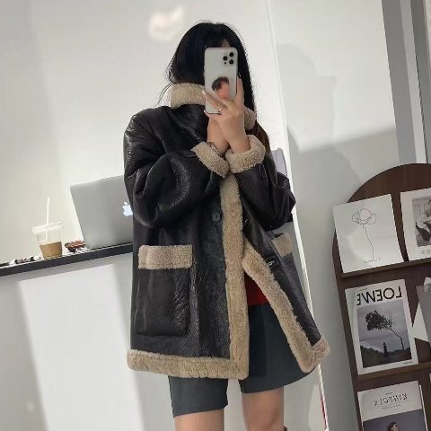 Black & Beige 夹克 羊羔绒