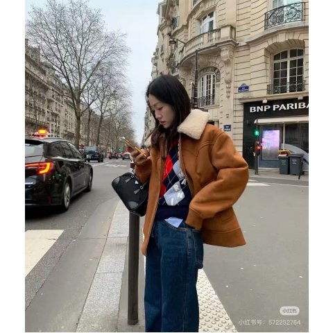 Stand StudioLillee 仿羊羔绒夹克 棕色