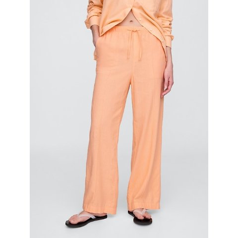 亚麻混纺中腰裤