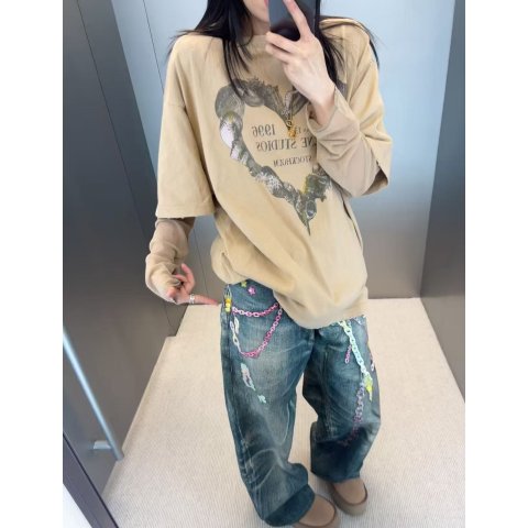 Acne Studios爱心假两件T恤 BKPP同款