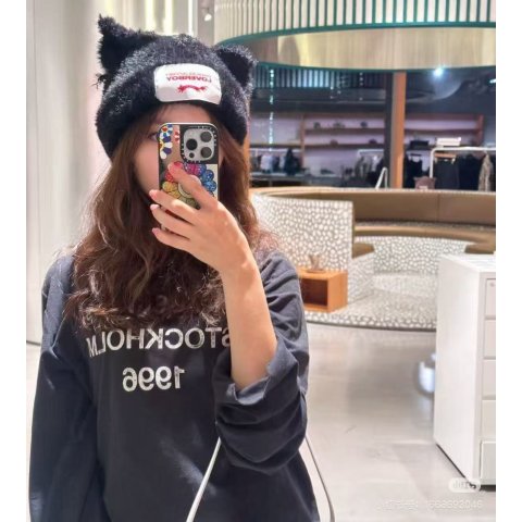 Charles Jeffrey LoverboyChunky 毛绒耳朵针织帽 黑色