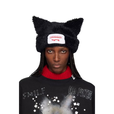 Chunky 羽绒针织帽 黑色绒耳