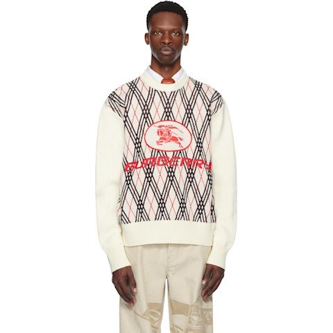 Off-White 菱格羊毛混纺毛衣