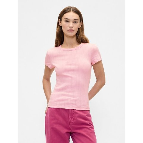 Pointelle 圆领短袖