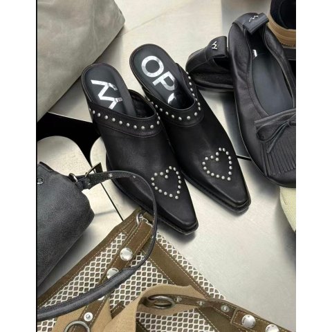 Black Heart 牛仔穆勒鞋