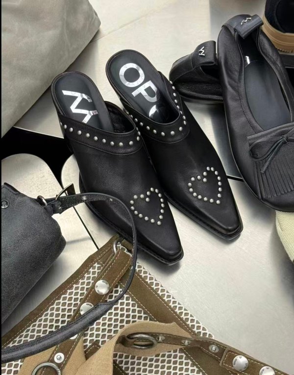 Black Heart 牛仔穆勒鞋