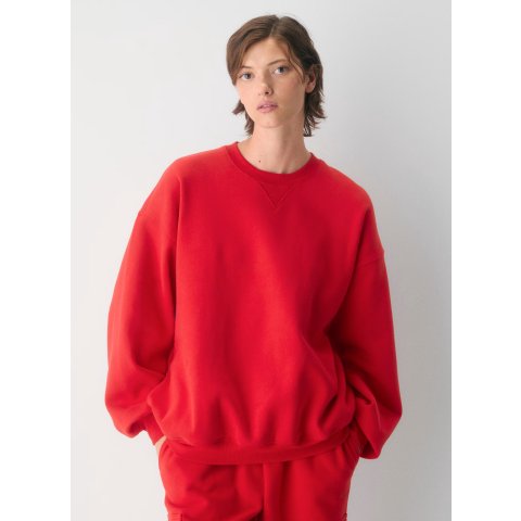 Mega圆领抓绒红套头卫衣