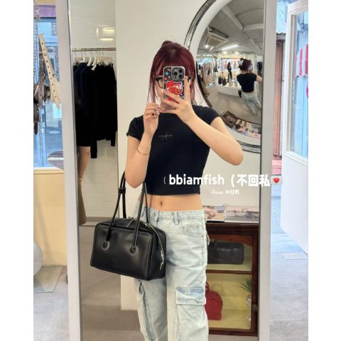 MARGESHERWOODBoston 黑色软皮包