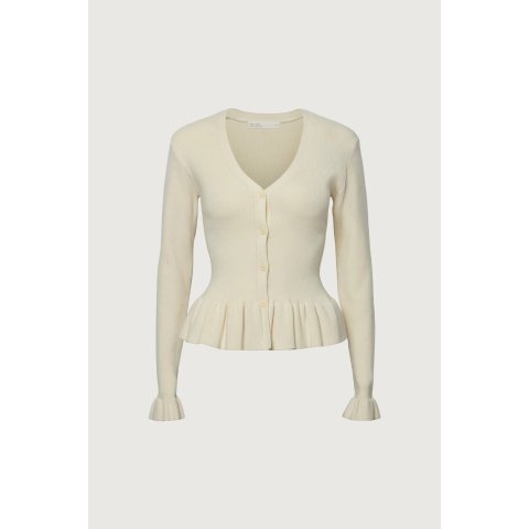 Rib-Knit 荷叶边针织开衫