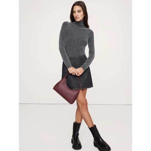 细闪高领连体衣