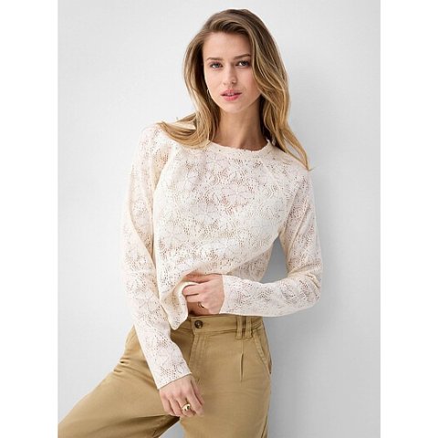 半透明蕾丝T恤上衣