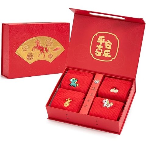 2025马年红色棉袜 4双