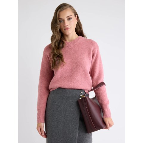 羊毛+羊驼毛V领衫