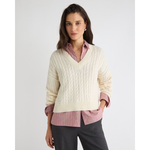 美利奴羊毛+棉麻花针织