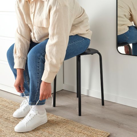 MARIUS 黑色小圆凳