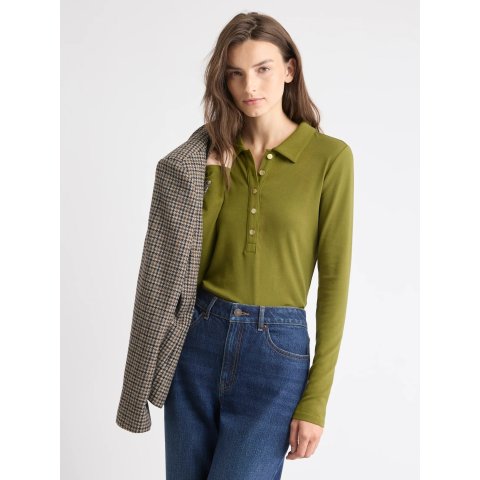 弹力棉针织长袖Polo衫