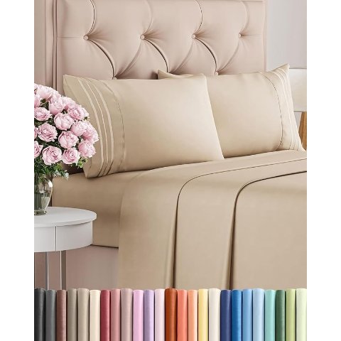 Oeko-Tex Queen四件套 柔软防皱 奶油色