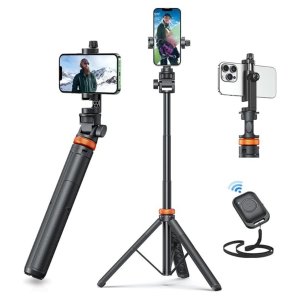 EUCOS 62" 手机三脚架 可伸缩自拍杆 带无线遥控 iPhone/安卓通用