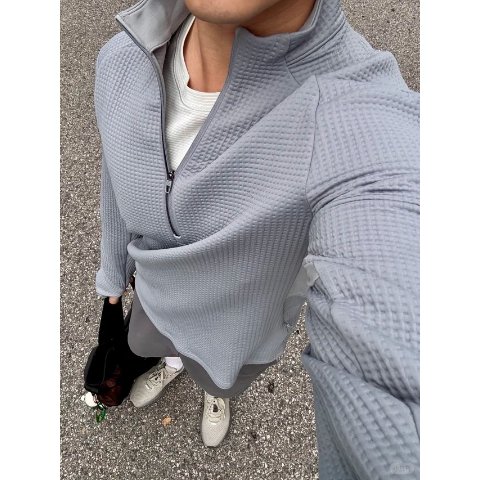 Waffle-Knit 半拉链毛衣