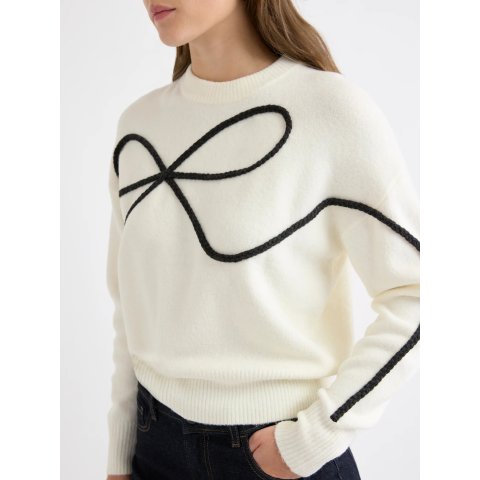 大蝴蝶结羊混针织衫