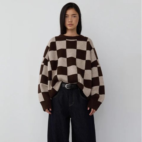 CREWNECK 格纹毛衣