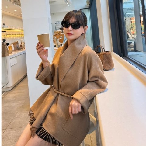 Camel 羊毛开衫外套