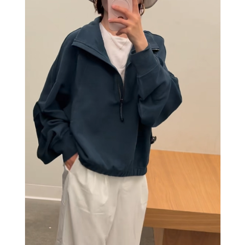 Scuba 半拉链短款立领上衣