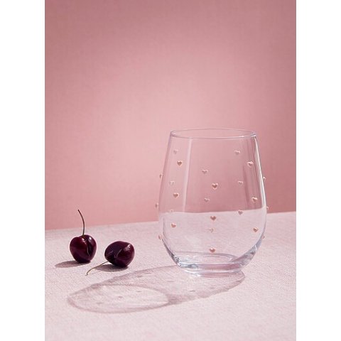 Valentine 粉玫瑰纹理玻璃杯