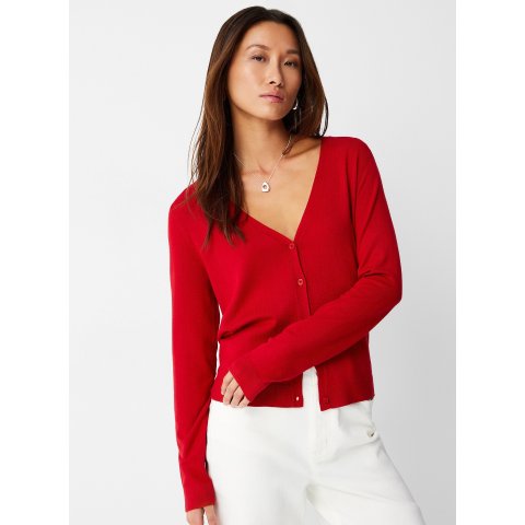 Flowy V领针织开衫