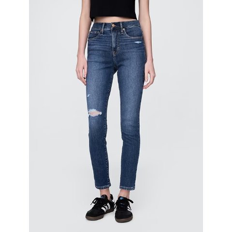 高腰紧身牛仔裤