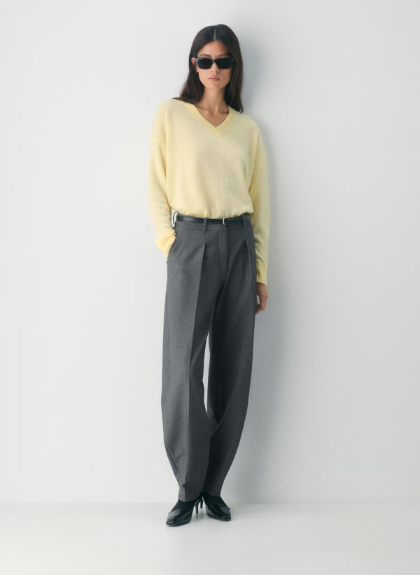 Feather羊绒V领休闲毛衣